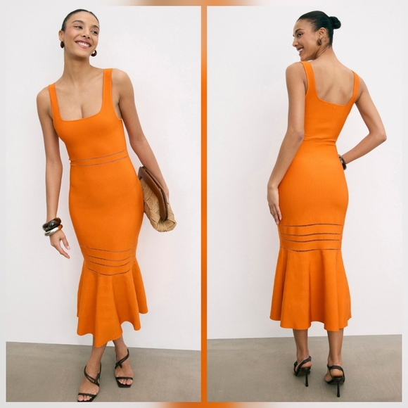 Simkhai Dresses & Skirts - SIMKHAI Louella Midi Casual Dress Square Neck Sleeveless Pull-on Size XL